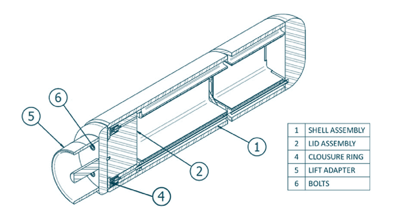 Cutaway diagram detail of canister