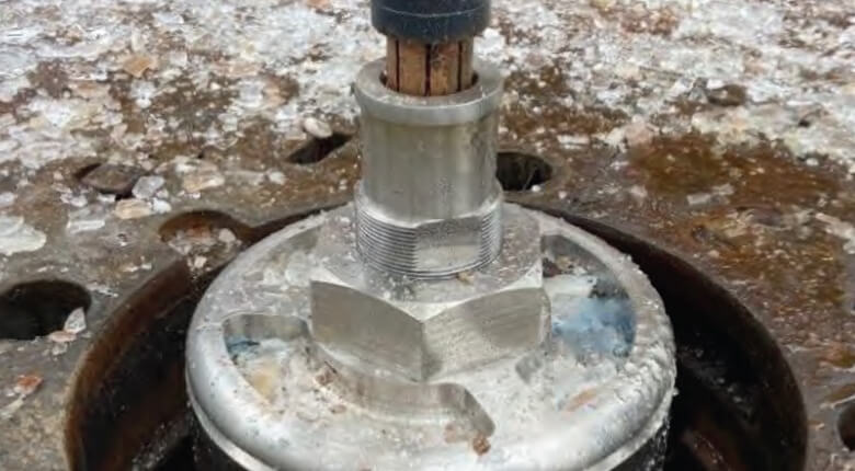 Image from drill rig showing canister placement