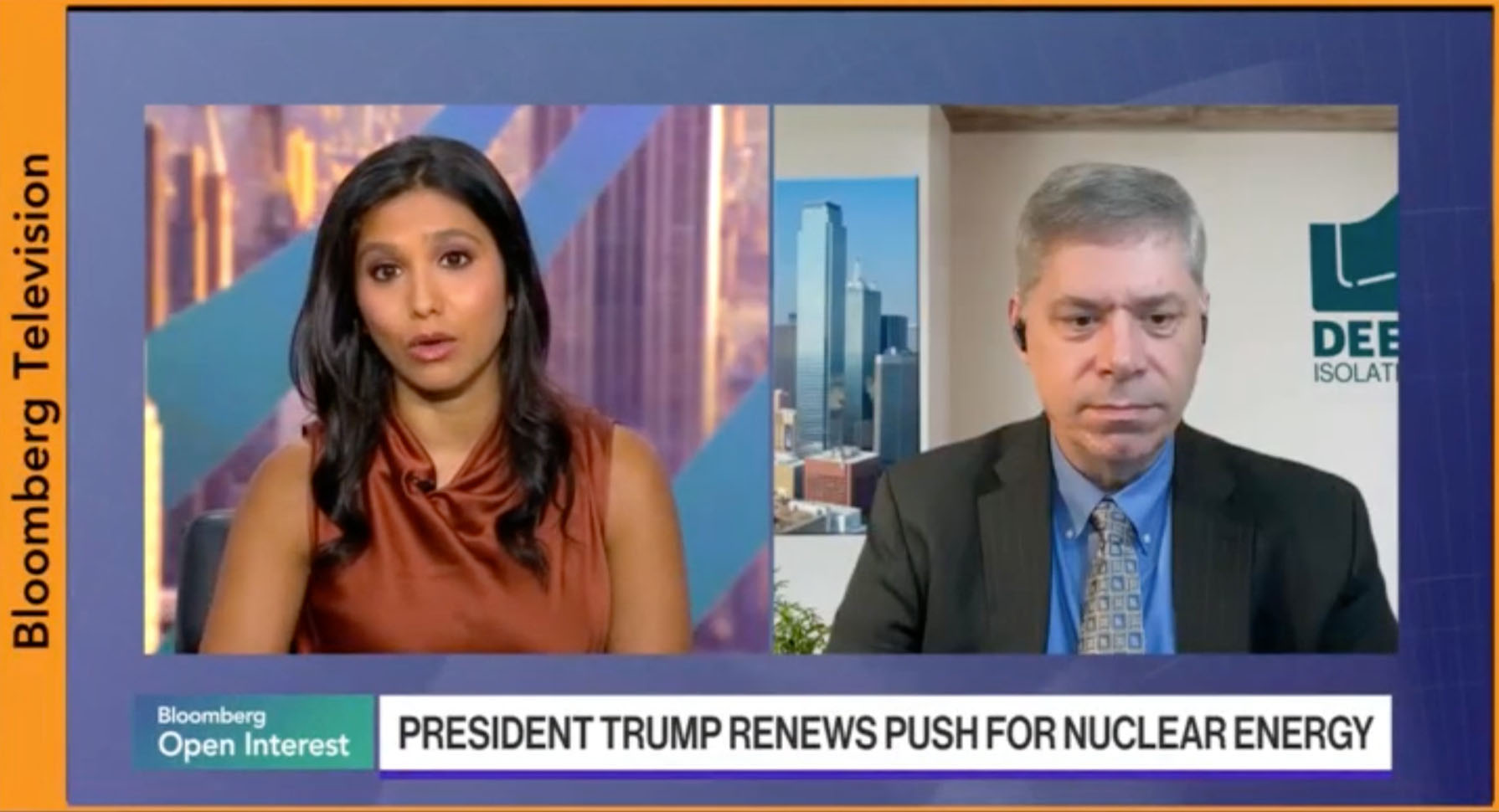 Deep Isolation CEO Appeared Live on Bloomberg's Open Interest July 14 at 10:30 a.m. ET