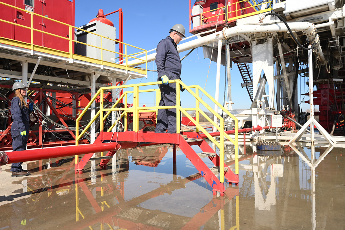Drilling veteran, Jon Tedrick, inspects rig for Deep Isolation